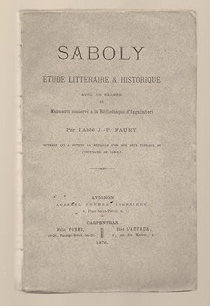 Saboly. Étude littéraire & historique.