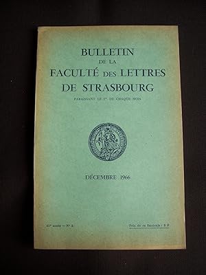 Bulletin de la faculté des lettres de Strasbourg - N°3 Décembre 1966