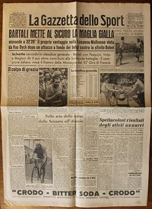 La Gazzetta dello Sport. Anno 52° N. 172, 20 Luglio 1948. " Bartali mette al sicuro la maglia gia...