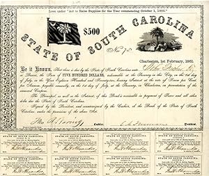 LOAN UNDER 'ACT TO RAISE SUPPLIES FOR THE YEAR COMMENCING OCTOBER 1, 1860.' $500. STATE OF SOUTH ...