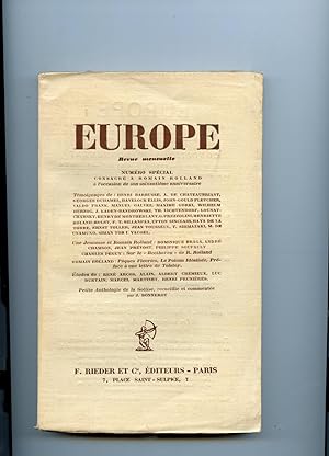 Revue Mensuelle EUROPE : Numéro Spécial consacré à ROMAIN ROLLAND à l'occasion de son soixantième...