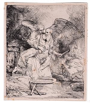 [Abraham's sacrifice].[Amsterdam], Rembrandt, 1655. 4to leaf (16.5 x 14 cm). Etching and drypoint...