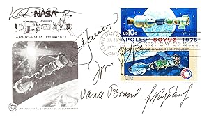 FLOWN FIRST DAY COVER SIGNED BY ENTIRE CREW OF THE APOLLO-SOYUZ TEST PROJECT