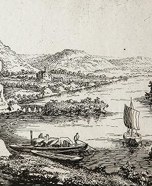 [Antique etching/ets] River landscape with peasants. [Set of 6: Various Landscapes]/Rivierlandsch...