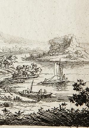 [Original etching/ets] River landscape with peasants and fishermen. [Set of 6: Various Landscapes...