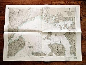 1972 Soundings Map APPROACHES TO HIROSHIMA Japan Naikai Inland Sea Hiroshima Wan 30x42"