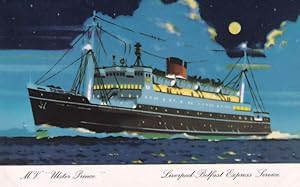 MV Ulster Prince Ship Belfast Steamship Co Ferry Plain Back Postcard
