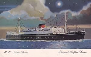 MV Ulster Prince Ferry Ship Belfast Steamship Co Plain Back Postcard