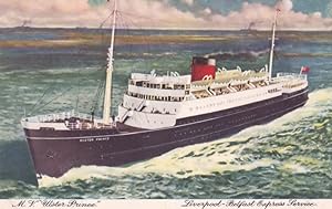 MV Ulster Prince Ferry Ship Belfast Steamship Co Old Postcard