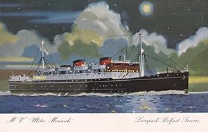 MV Ulster Monarch Ship Belfast Steamship Co Ferry Plain Back Postcard