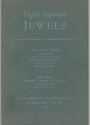 Highly Important Jewels (Auction catalog, 1968)