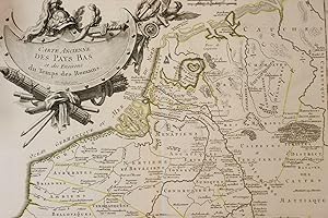 1756 Map Carte géographique Atlas Pays Bas Hollande Romains