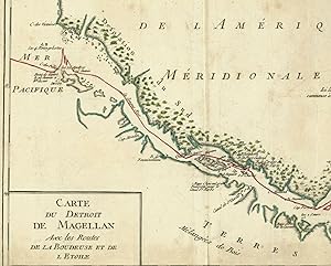 1765 1770 Map Carte géographique Atlas Philippe de Prétot détroit Magellan