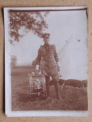 World War One Period Photograph of a Military Drummer wearing Uniform & a Leopard Skin.