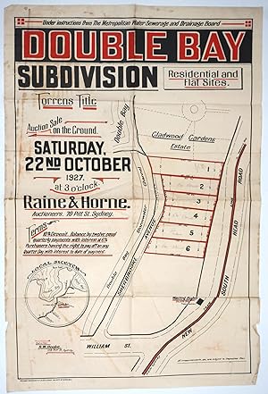 Double Bay Subdivision. For Auction Sale on the Ground Saturday, 22nd October 1927 at 3 o'clock