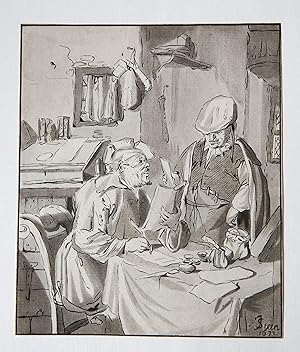 [Aquatint antique] The letter writer/De brievenschrijver.