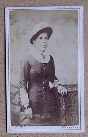 Carte De Visite Photograph. Portrait of a Young Woman & Hat.