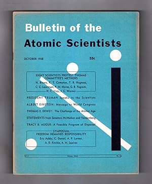 The Bulletin of the Atomic Scientists. October, 1948. Protests of Thomas Committee; President Tru...
