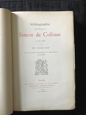 Bibliographie des Editions de Simon de Colines 1520-1546