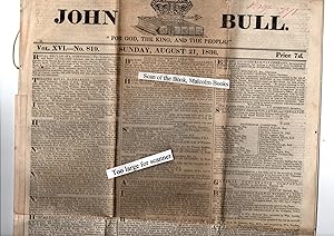 John Bull. ''For God, The King, and The People.'' Vol XVL 1836. inc.suppression of sacred music i...