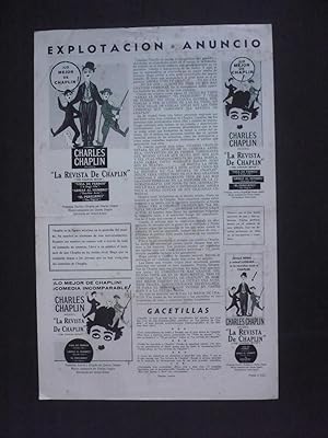 FOLLETO: LA REVISTA DE CHAPLIN. Película distribuida por United Artist