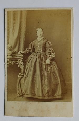 Carte De Visite Photograph. A Studio Portrait of a Lady in a Fine Hooped Dress.