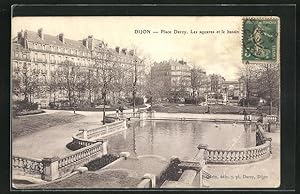 Carte postale Dijon, place Darcy , Les squares et le bassin