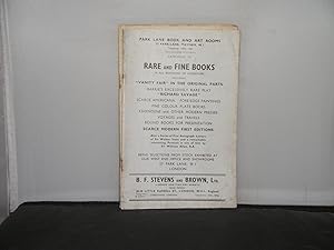 B F Stevens and Brown Ltd, London- Catalogue "A" Rare and Fine of Books