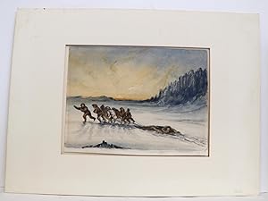 A Watercolour Painting Depicting a Sledging Scene [used in the second volume of Arctic Exploratio...