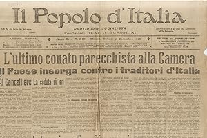 POPOLO (IL) d'Italia. Quotidiano socialista. Fondatore Benito Mussolini. Anno II. N. 343. Sabato ...