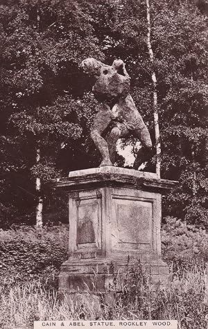 Cain & Abel Statue Rockley Wood Yorkshire Real Photo WW1 Postcard