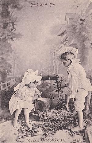 Jack & Jill 1905 Happy Christmas Old Nursery Rhyme Greetings Postcard