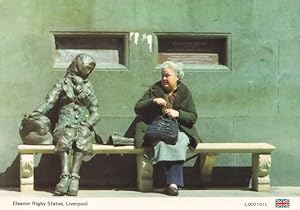 Old Lady Next to The Beatles Eleanor Rigby Statue Postcard