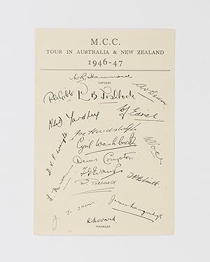 A detached autograph album leaf (135 x 85 mm) signed in ink by the Australian team for the Fourth...