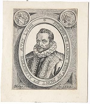 [Antique print, engraving, 1599] Portrait of Philips Marnix, van St Aldengonde/Portret van Philip...
