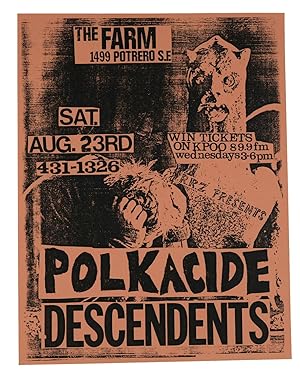 Polkacide / Descendents, August, 23 1986 at The Farm, San Francisco (Original flyer)