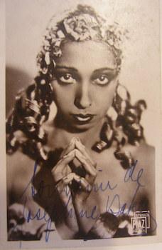Josephine Baker Autographed Post Card.