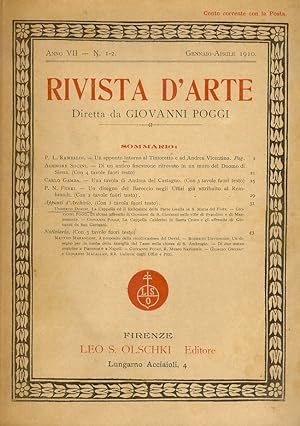 RIVISTA d'arte. Diretta da Giovanni Poggi. Anno VII. N. 1-2. Gennaio-aprile 1910.