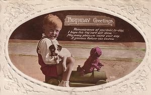 Giant Plasticine Appearance Dog Driving Toy Train RPC Old Postcard