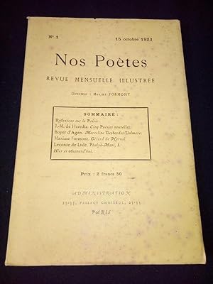 Nos poètes - Revue Mensuelle illustrée N. 1 / 15 Octobre 1923
