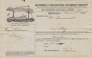 Baltimore & Philadelphia Steamboat Company, receipt on printed form
