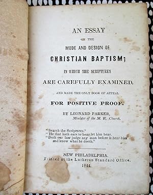 1844 MODE & DESIGN of CHRISTIAN BAPTISM by an AMERICAN EPISCOPAL MINISTER