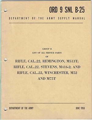 ORD 9 SNL B-25: CAL. .22 U. S. RIFLES: REMINGTON M513T; STEVENS M416-2; and WINCHESTER M52 and M75T