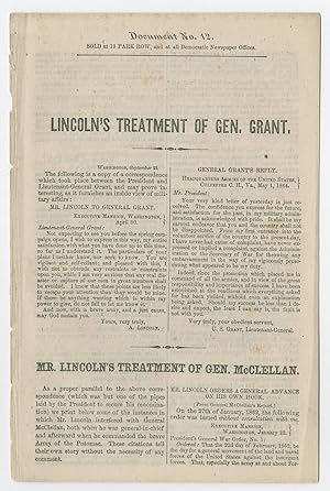 1864 Campaign Blames McClellans Failures on Lincoln, Comparing the Presidents Treatment of McCl...