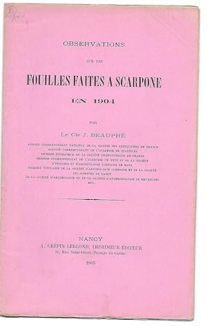 Observations sur les FOUILLES faites à SCARPONE en 1904