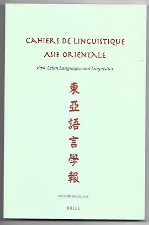 Cahiers de Linguistique Asie Orientale - volume 047.01.2018