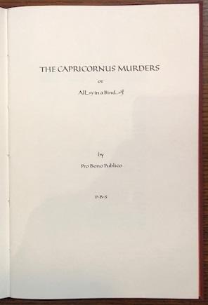 The Capricornus Murders or All in a Bind.