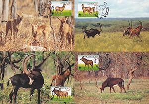 Giant Sable Antelope Angola Deer 4x Stamp FDC Postcard s