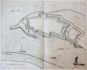 [Original engraving and etching cartography/ets en gravure kaart] Schenckenschans, 1635.