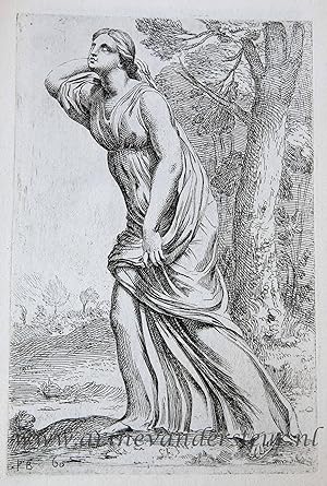 [Antique print, etching/ets, Rome] One of Niobes daughters in the open air /Een van de dochters ...